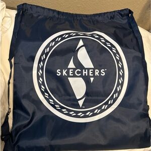 Skechers Nylon Drawstring Bag Gym Bag Navy Blue White Logo Backpack Day Pack